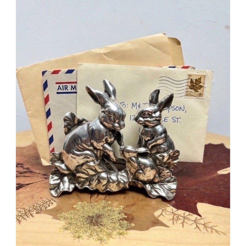 silver-tone cast metal napkin or letter holder